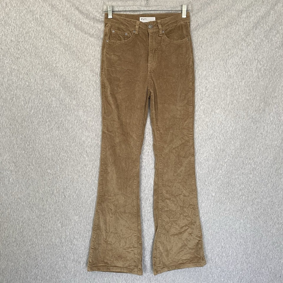 Supre Womens 6 Mid Rise Stretch Cord Corduroy Flare Jeans Tan Grunge Street