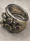 Statement Ring 925 Sterling Silver, Gold Overlay Multi Gemstone Size 8, 10 Grams — photo 2