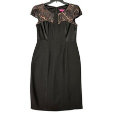 Betsey Johnson Sheath Dress Lace Sequin Mixed Media Cocktail Party Womens Size 2