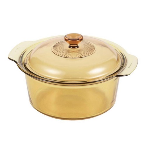 Visions Soup Pot 3.5L Cp-8697 Amber Glass Cookware Dutch Oven Pot
