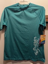 Kanu Women's XL Lagoon Blue Short Sleeve UPF 50 Swim Rash Guard Shirt NWT