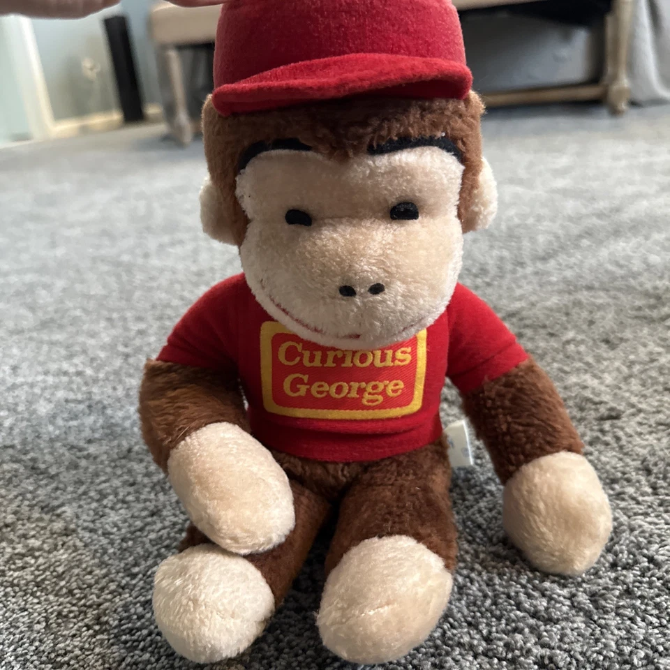 Vintage Knickerbocker Curious George Plush Monkey Stuffed Animal 14” Red Shirt - Image 3 of 4
