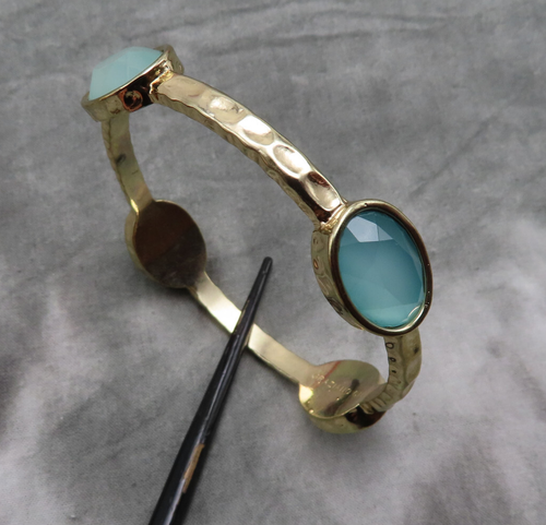 Graziano CN Bracelet Vintage Gold Bangle Aqua Faceted Crysal Signed ...