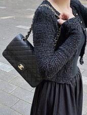 Chanel Classic Flap Medium Black Caviar Leather Gold Hardware Chain CrossbodyBag