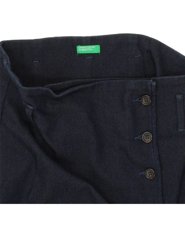BENETTON Womens Wrap Skirt UK 12 Medium W30 Navy Blue Cotton BV05 - Image 4 of 4