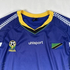 Tanzania Football Shirt Uhlsport Soccer Jersey Blue Silver Men's M