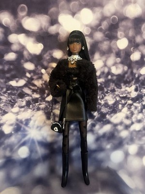 New Black Fur Coat, Sequin Top, Black, Leather Skirt, Accessories, Free Gift  