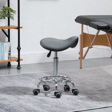 Saddle Stool Adjustable Rolling Salon Chair for Massage Spa Clinic Grey