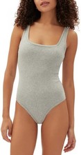  62 New Gap Women's Gray Logo Comfort Thong Ribbed Bodysuit Size M