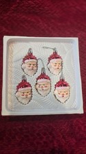 Vintage Christmas Trimmeries by Bradford Santa Glass Ornaments Made in Romania