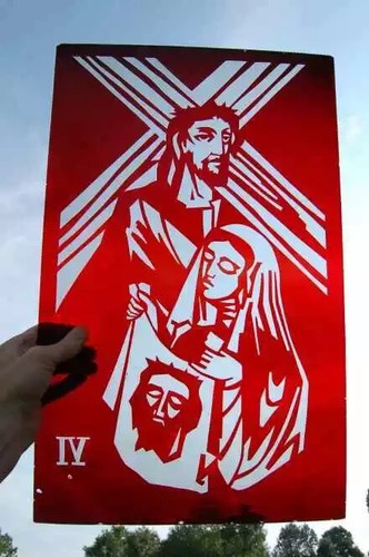 + Glasmalerei + Ätzglasfenster + Christus mit Kreuz + + Kelch Co. - Bild 2 von 5