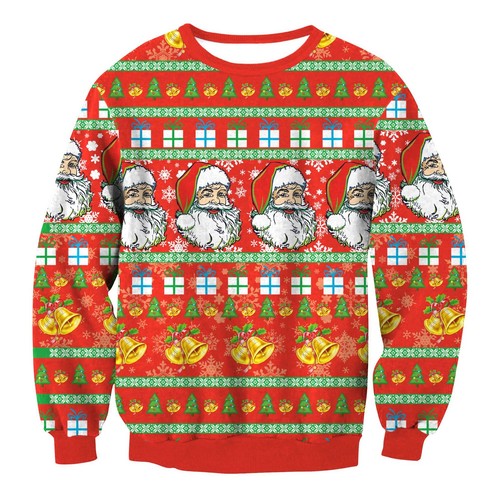Women Men 3D Ugly Christmas Long Sleeve Sweater Unisex Xmas Party Sweatshirt Top - Picture 13 of 41