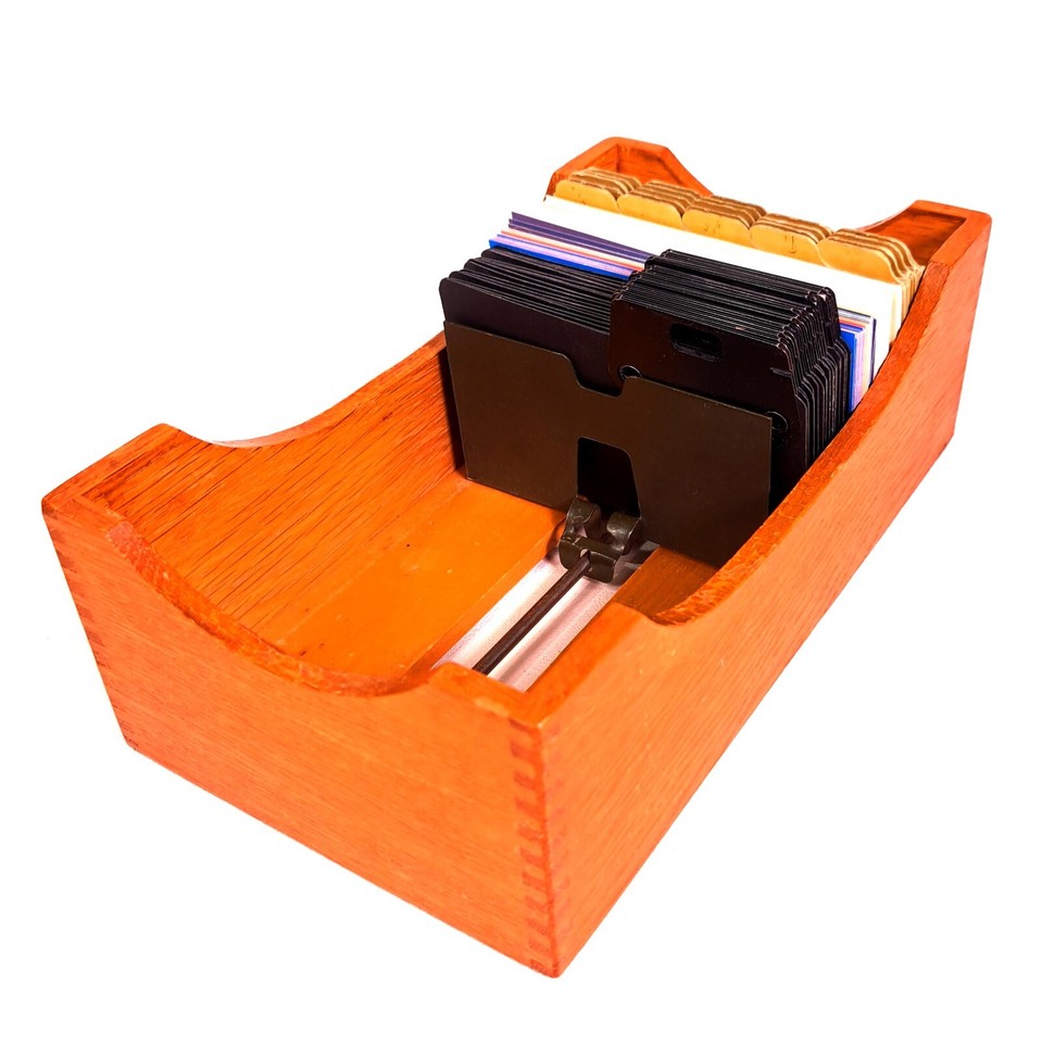 Antq Weis Mfg Monroe Mich US Oak Wood Index Card Recipe Contact File