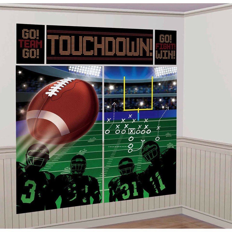 FOOTBALL TOUCHDOWN Happy Birthday Scene Setter party wall photo ...