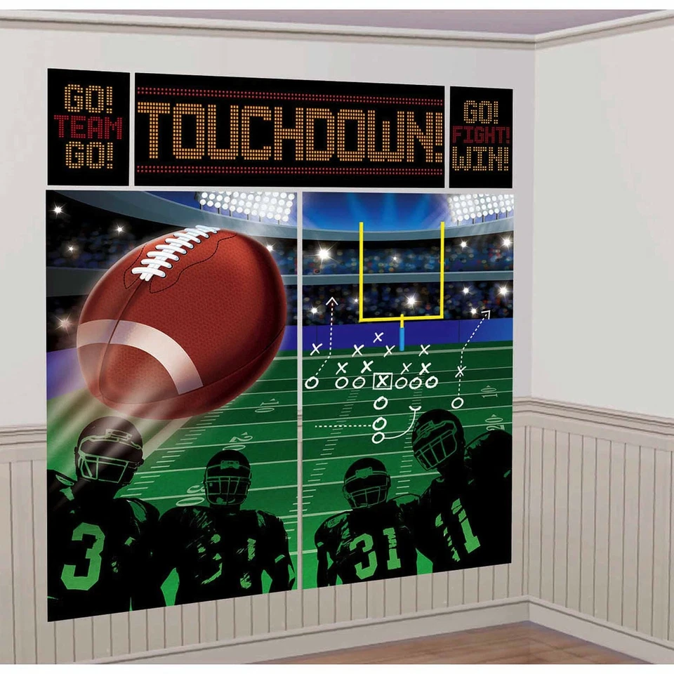 FOOTBALL TOUCHDOWN Feliz Cumpleaños Escena Setter Fiesta Pared Foto RETROP Decoración  Foto 2 de 4