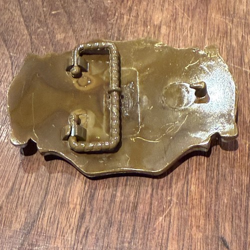 Vtg Whitetail Buck Deer Raintree USA Belt Buckle Brass 1970s Wildlife Maximalist - Picture 4 of 8