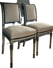 ANTIQUE FRENCH CHAIRS PAIR LOUIS XVI STYLE SALON CHAIRS REUPHOLSTERED 19TH C