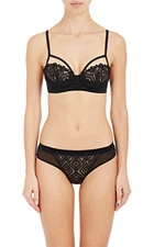 COSABELLA LUSSO Lingerie Bra Thong Panties 2pc Set Roma Black Harness NWT $250