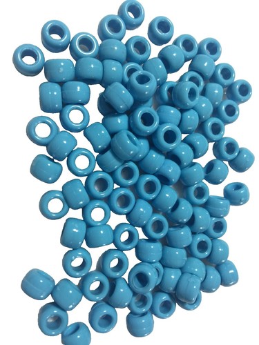 BeadTin Blue Cloud Matte 9mm Barrel Pony Beads - 500 Piece Craft Bead Set | Made In USA