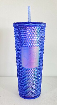 New Disney World 50th Anniversary Celebration Starbucks Blue Studded  Tumbler Cup | eBay