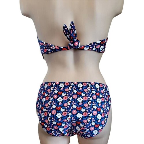 Kate Spade Womens Bikini Set Swimsuit Blue White Floral Halter Neck XS $160 New - Picture 2 of 4