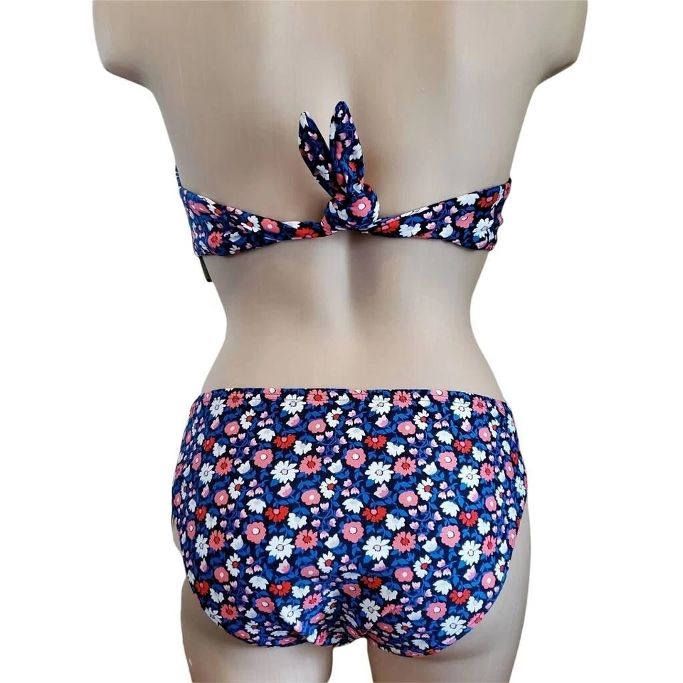 Kate Spade женщин бикини комплект купальник синий белый цветочный с бретелью через шею XS $160 новый - Изображение 2 из 4