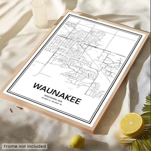 Waunakee, WI, USA - Modern Minimalist Street Map Poster - Picture 6 of 8