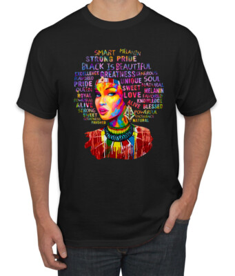 Watercolor Smart Strong Powerful Black Queen Black History Month Men Tshirt
