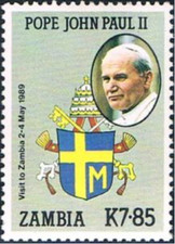 Zambia #SG577 MNH 1989 Pope John Paul Papal Arms 472