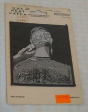 Vintage AC/DC Angus Young Black Border Cloth Woven Sew Patch NOS Original New