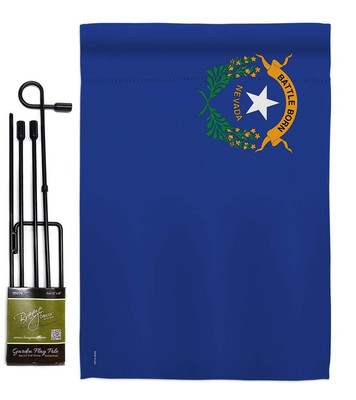 Nevada Garden Flag Set with Stand Regional States American Territories Republ...