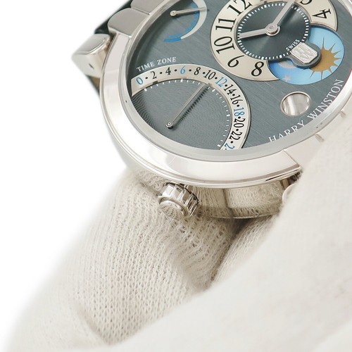 harry winston Premiere Excenter Time Zone 200 MM 18WG watch men TO170752 - Picture 4 of 6