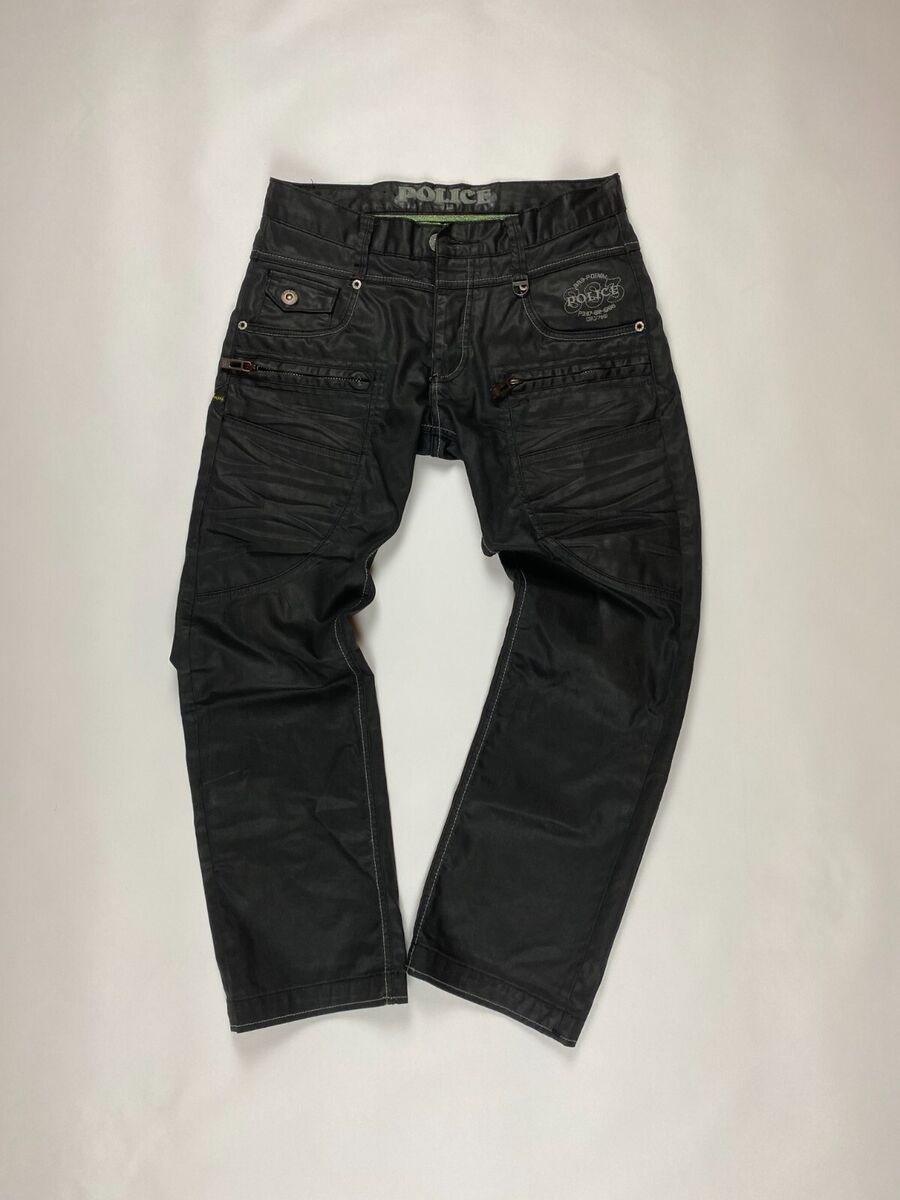 Vintage Police 883 Waxed Multipocket Denim Pants Y2K Avant Vintage Police 883 Waxed Multipocket Denim Pants Y2K Avant