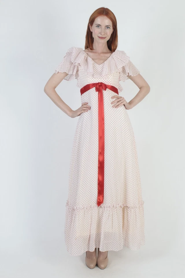 Vestido De Colección Blanco Punto Suizo Cóctel Fiesta Southern Belle Baile de graduación Cinturón Cintura Alta Max Foto 2 de 4