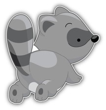 Cute Raccoon Car Bumper Sticker Decal - "SIZES"