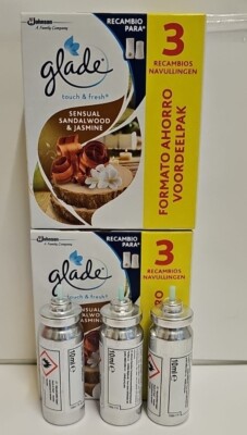 glade touch n fresh Nachfüllpack 10ml Sandlewood & Jasmine x 6 Nachfüllpackungen oder 12 Nachfüllpackungen
