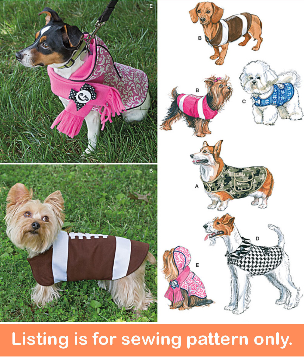 sewing-pattern-sew-dog-clothes-clothing-coat-scarf-football-costume-hoodie-1239-ebay