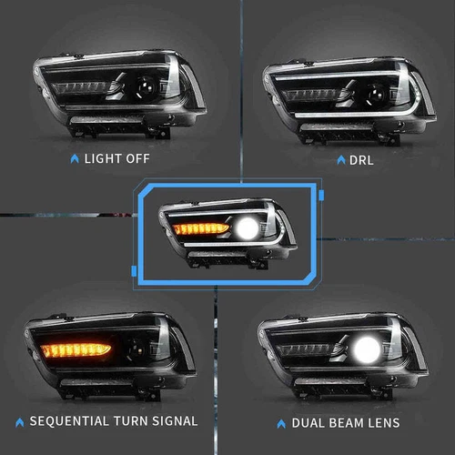 VLAND 2* Headlight For 2011-2014 Dodge Charger Dual LED W/ Strip Projector Lamp - Picture 3 of 13