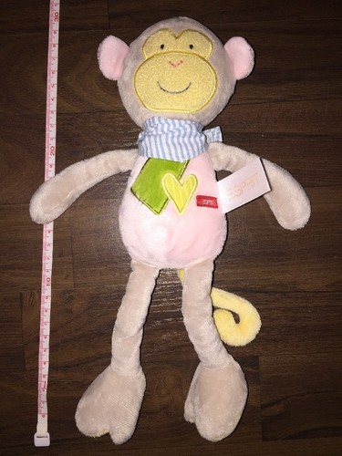 Sigikid Affe Kuscheltier Plüschtier Stofftier Weiß Grau Rosa Halstuch Herz Grün - Bild 3 von 4