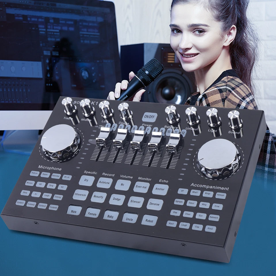 Digital Audio Mixer Live Sound Card K1 Audio Mixing Console Computer Phone DC 5V - Image 3 of 4