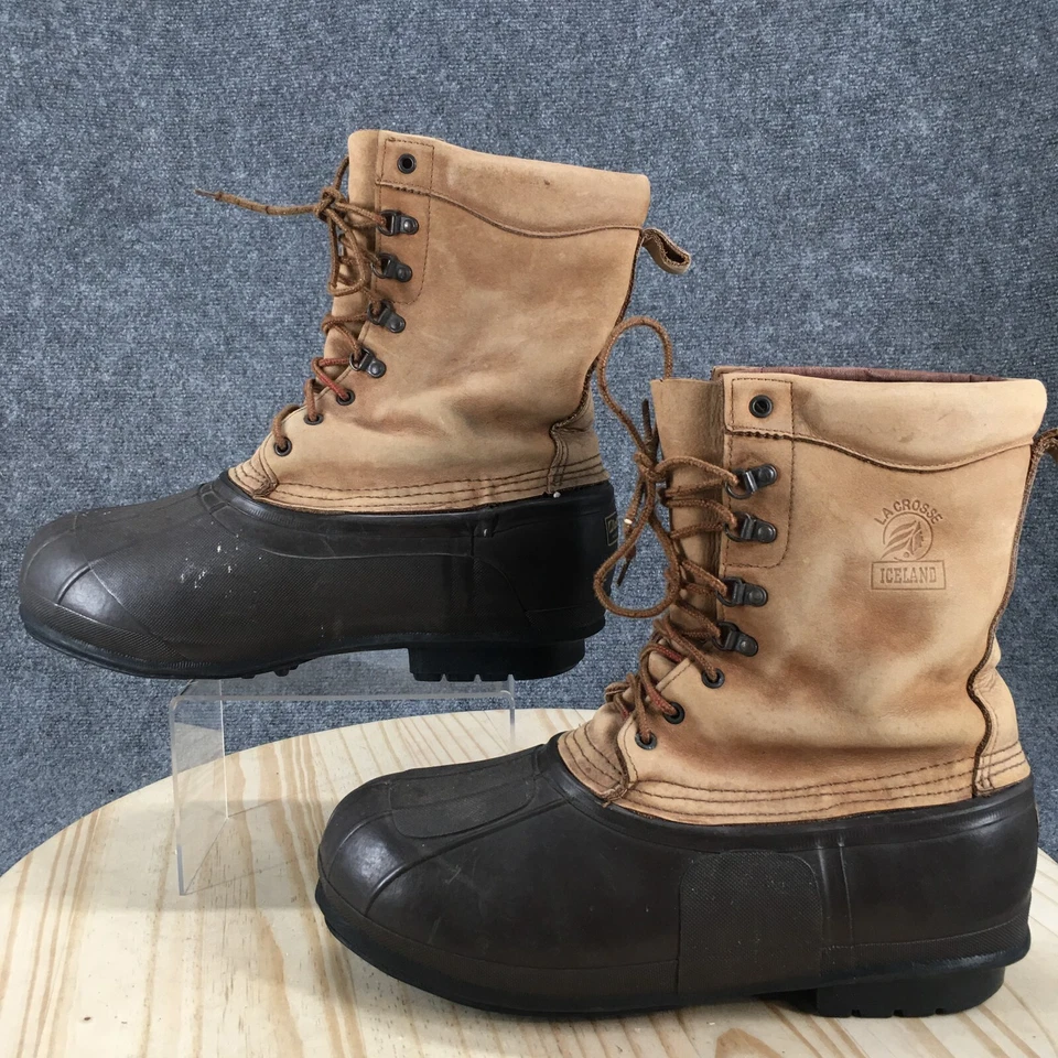 Botas impermeables LaCrosse para hombre 13 cuero marrón con cordones punta redonda acolchadas al tobillo Foto 2 de 4