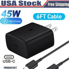   45W Type USB C Super Fast Wall Charger 6ft Cable For Samsung Galaxy S22 S23 24 