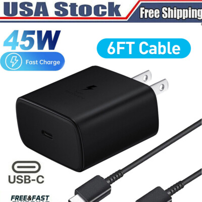  45W Type USB C Super Fast Wall Charger+6ft Cable For Samsung Galaxy S22 S23 24+