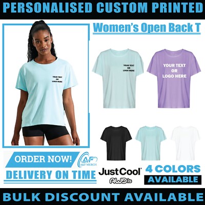  Personalisiertes maßgeschneidertes Damen-T-Shirt mit offenem Rücken Training Fitness Polyester JC013