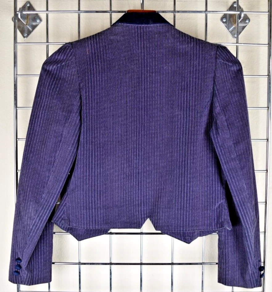 Chaqueta Corta Vintage Púrpura Pana Vino de Casa Talla S/M Años 80 Cuello Terciopelo Foto 3 de 4