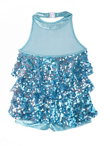 UK Kids Girls Glitter Sequin Dance Leotard Dresses Top with Skirt Set Dancewear - Picture 134 of 256