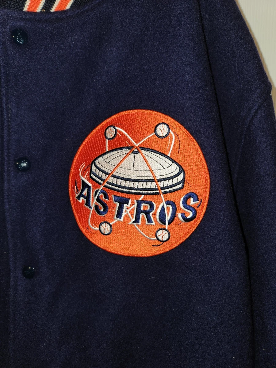 Houston Astros Wool Jacket w/ Handcrafted Leather Logos - Navy Small