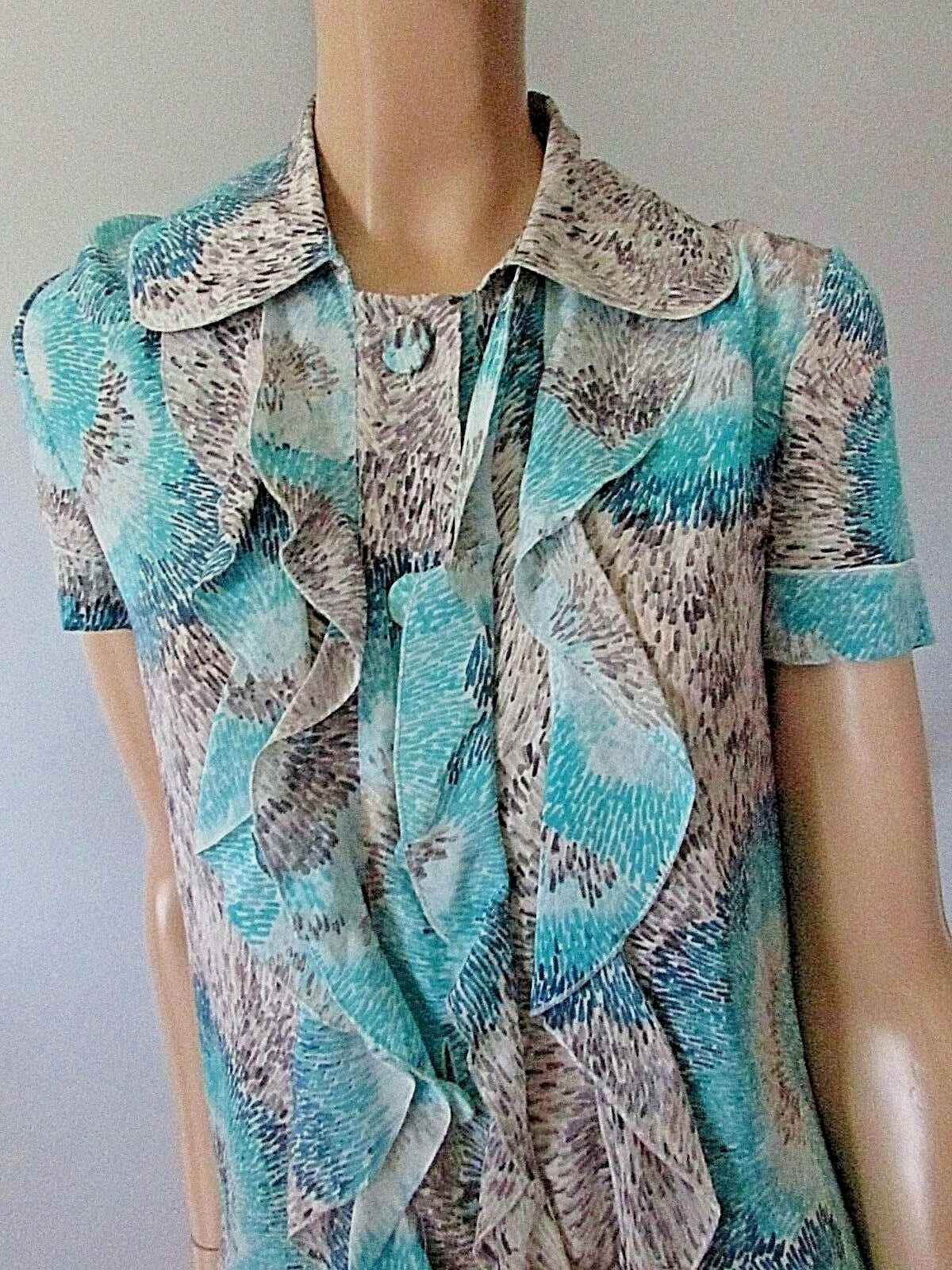 V VALENTINO BOTTONI IN SETA COLLETTO ARRICCIATO CON TASCHE ABITO TAGLIA 38 2