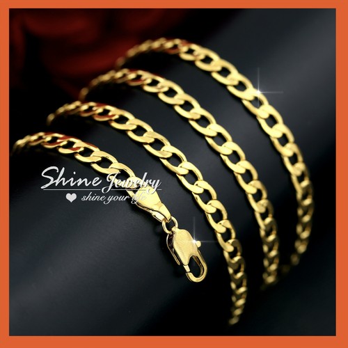 18K GOLD FILLED DIAMOND CUT 4MM CURB 
