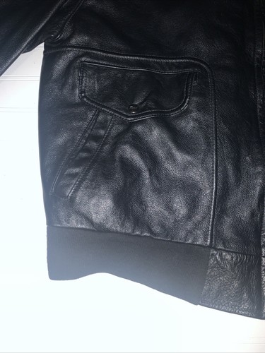 Active Aero Geroup Leather Bomber Jacket Black Motorcycle Men’s USA Jet Airline - Picture 6 of 20